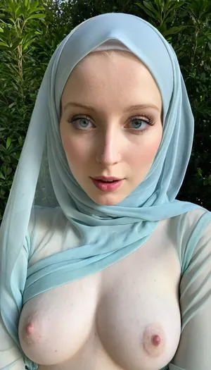 Transparent hijab, pale skin