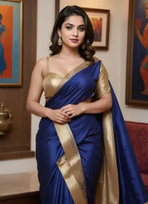 1 female, (Curvy Gujarati temptress:1.6), late 20s, voluptuous build, clear glowing skin, sharp brows, layered bob cut, dressed in, (deep indigo raw silk saree:1.3), no blouse, pallu wrapped tightly around breasts like bandeau, standing beside abstract nude painting at upscale art gallery, sipping champagne, side-profile pose, guests blurred in background, eyes locked with viewer, elite intellectual seduction, classy and teasing., look, at, my, prompts, <lora:SDXL_Sevenof9_7th_NSFW:.7>, <lora:add-detail-xl:.7>, <lora:SDXLFaeTastic2400:.7>