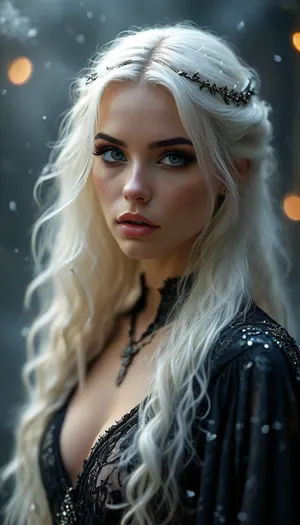 ziprealism, (evil sorceress wearing dark intricate robes, floating flakes of ash, mystical fog, eerie foreboding atmosphere:1.4), (f/2.8 shallow depth of field, creamy bokeh, flattering action pose, medium full shot, layered composition with subtle foreground, focus on eyes:1.4), (stark white hair, thick voluminous hair, intricate elegant hair style:1.4), (catchlights, sharp contrasting limbal rings, large expressive eyes, stunning eyes, long delicate eyelashes, charcoal eyeshadow, perfect eyes, slightly downturned eyes), (full lips, soft lips, moist lips, pouting lips), (porcelain skin, natural skin texture), <lora:MJ52:.8>, but, <lora:BUT_SDXL_SHS:.8>