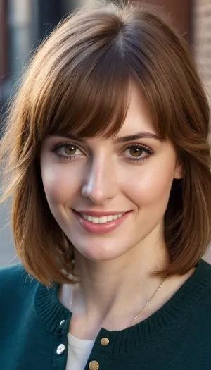 35 yo girl, very flirty pose, sideview, ((girl next door)), pretty, natural beauty, medium breasts, ((cute tall tall tall tall but average appearance:1.3)), ((cute tall tall tall tall)), ((pale skintone:1.2)), ((little bit chubby:1.4)), very flirty smile, showing teeth, ((unkempt hair)), ((straight hair:1.3)), ((symmetrical hair:1.5)), ((perfect fringe hair:1.5)), ((light brown bright hair)), ((very cute tall tall tall tall average youthful face:1.5)), outside, photorealistic, ((perfect composition)), ((perfect contrast:1.5)), ((perfectly balanced exposure:1.5)), ((perfect focus:1.5)), ((extremely realistic detailed lighting:1.5)), ((extremely realistic detailed shadows:1.5)), ((extremely detailed:1.3)), ((extremely high resolution:1.3)), ((16K UHD:1.5)), ((extremely realistic detailed skin texture:1.5)), ((extremely realistic detailed skinpores:1.5)), ((extremely realistic detailed face:1.5)), ((extremely realistic detailed eyes:1.5)), ((extremely realistic detailed hair:1.5)), focus on eyes, ((fully clothed:1.5)), random colored clothing, ((beautiful stylish clothing:1.5)), ((detailed clothing:1.5)), ((detailed environment:1.5)), Sweet_Sticky_xl-01, <lora:EnvyZoomSliderXL01:-1>, <lora:add-detail-xl:.5>, <lora:Sweet_Sticky_xl-01:.5>, <lora:neanderthal_last:.7>