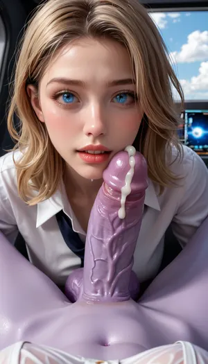 two futanari girls sex, futanari, 2 girls, third person view, beautiful shapes, skinny, athletic, looking at each other, space, planets, space station, aliens, reptile, purple skin, blue skin, two girls with a dick, fucking each other, she's all wet, wet clothes, bright makeup, cumming, (((The whole full body is visible))), nude, professional shot, Super realistic, perfect lighting, (best shadow), 8K, UHD, clear image, (best lighting), highest quality, ultra-detailed images, fine details, high resolution, 8k, wide mouth, full lips, blue eyes, pale skin, deep dimples, cute chin, kind eyes, white teeth, detailed faces, Black eyeliner, professional, realistic eyes, Sultry expression. Tousled, Eye contact, (sultry), Photorealistic, Looking at the camera, innocent face, horny, very detailed, perfect tight smooth young pussy, small tits, (((narrow low face))), young face, Super realistic, bright eyes, very detailed face, blush, white skin, futanari, close up hyper detailed body, detailed huge flaccid penis, fit body relief, suck futanari dick, two woman futanari sex, ((futanari penis, futanari vagina under balls, veiny penis, cum dump)), purple futa, purple dick, purple skin tone, purple woman, distance image 3 meters, pov 100, distance photo, alien, alien skin, alien skin tone, reptile, reptile skin, reptile skin tone, open useed vagina, futanari sex