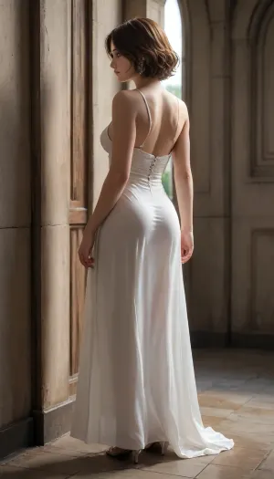 sticking my ass out of the wall, rear view, full body view