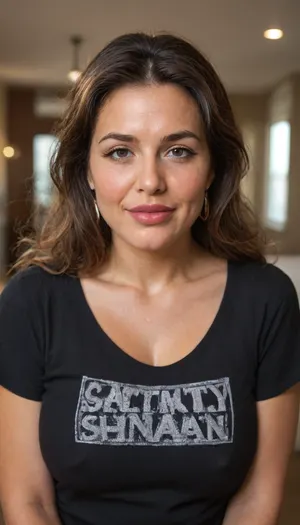 (obese:1.5), (mature:1.5), 60 years old chubby gilf, sagging, breasts, big nipples, dark areola, chavette, tanned skin, wavy silky balayage brunette hair with highlights parted in the middle, bangs, voluptous, (chubby mature face), glamour, cinematic, hyperrealistic, 5k, best quality, (8k, RAW Photo, Highest Quality), (Epic Realism), Hyper Realistic, (Detailed Eyes), (Superior Quality), Intricate Detail, Cinematic, plump lips, contouring makeup, smokey eyes, fake lashes, juicy lips, lipstick, Detailed, (film grain length, 135mm, f/2.8, DoF, bokeh, ultra-detailed skin, wrinkles, (perfect bright hazel eyes:1.2), intense seductive eye contact, looking at viewer, seductive eyes, skin pores, prominent limbal ring, high-contrast eyes, finely detailed features), (mouth open wide), smiling, epiCNegative, suntanned skin, BadX, wrinkles, braless, Wearing, (a black v-neck t-shirt, Braless), puffy, nipples, dark, large, areola, wide, <lora:bralessSDXL_v1_00022:.1>, <lora:Nipples XL:.8>