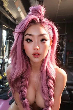 (Anime facial features), manga, hentai, asian girl 18-23, (overexposed, amateur photo, snapshot aesthetic), ziprealism, (score_9, score_8_up), (perfect eyes), low angle, legs spread, squatting, (focus on lips, full lips, glossy lips), (perky breasts, round breasts:1.2), (hard nipples, tight nipples), (hand up, holding breast, lifting breast), (flirty, bold, seductive), (deep purple hair, voluminous hair, long hair, dragon braid hair), (innocent face, 1.2), (horny pose, pleading expression, moaning, lips parted, gasping, intense arousal, brink of orgasm:1.4), (eyes wide, neck tendons, chin forward, flushed face, grool), natural lighting, streaming Anime facial features, (dark purle braided hair), ahegao face, (1girl), (toned gym body), (18_23), (naked body), (pink labia), (pink erect nipples), (pert b cup breasts), (one hand holdin breast), (rumi kpop demon hunters), sunlight, tan lines, pale breasts, viewbj, <lora:viewbj4.6:.8>, 3DMM, <lora:3DMM_V12:.8>, sam, yang, <lora:sam_yang_offset_right_filesize:.8>
