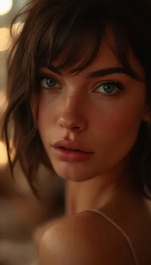 ziprealism, (intimate snapshot esthetic, French inspired, stunning French woman, cozy French bedroom), (adorable woman, soft smile, warm loving gaze, bashful pose:1.2), (f/2.8, shallow depth of field, creamy bokeh, extreme closeup shot, tight headshot, intimate facial portrait, Dutch Angles, focus on eyes:1.6), (glossy ink black hair, wispy bangs hair, thick voluminous hair, inverted bob cut hair, chic short hair, loose hair framing face:1.4), (catchlights, limbal rings, large expressive eyes, stunning eyes, perfect eyes, long delicate eyelashes), (classic French facial features, flawless porcelain skin, soft blush), igbaddie, but, <lora:igbaddie-XL:.4>, <lora:MJ52:.8>, <lora:BUT_SDXL_SHS:.1>