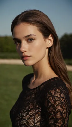 A tall, slender French woman with long, brown hair called Marie. Marie is 21, has a light skin tone, sharp cheekbones and a delicate jawline. Marie is petite and athletic. Marie has small breasts. Marie is dressed in a lace top that complements her skin color. Marie is standing in a relaxed pose.
BREAK
Marie's petite figure is highlighted by the tight-fitting top.
BREAK
The setting is an outdoor area with blurred greenery in the background, suggesting a serene park environment.
BREAK
A DSLR portrait, focus on her upper body and face, shot on 50mm lens at f/2.0 aperture, natural lighting.
BREAK
Hyperrealistic, 8K highest definition, pornworks, highly detailed, sharp focus.