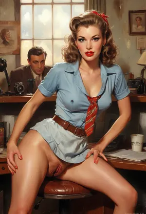 A pin-up style illustration of a young woman with a mid-20th century retro aesthetic. Full length. She has large expressive eyes, white skin, soft wavy fire elemental hair in a 1950s hairstyle, and a cheerful or playful expression.JANET MASON.Old Mature secretary surrounded by multiple men stroking their penis and ejaculating semen over the woman’s body. An elderly secretary getting fucked by her boss. Orgy sex in office. Suited men fucking female secretaries. Fully clothed men wearing suits. woman sucking penis, businessmen fucking female secretary, orgy fucking, orgy intercourse, orgy sex, E-cup breasts, women wearing pencil_skirt with blouse, big detailed beautiful eyes, messy grey hair style, man kissing woman, realistic French kiss, skin tight clothing, men gangbang old woman, sloppy fuck, wet hair, drenched hair, sweaty hair, sex in office workplace, orgy in the workplace, men in suits having sex elderly office women, skin sticky from cum, woman covered with cum, sweaty skin, skin pores, detailed faces, realistic sex, realistic intercourse, real sex position, woman under a desk, JANET_MASON_pornstar lookalike, undressing, panty, pull, pal, pants, pussy ., (e.g. post-apocalyptic wasteland), . Illustration is rendered in traditional pin-up painting style, (like Gil Elvgren), with warm tones and gentle shading, fire, elemental, style, of, Art, Frahm, latex, matte, shiny, inflatable, <lora:RPGFireElementalXL:1.5>, <lora:tbh210-sdxl:1.5>, <lora:shinylatex-merged:2>, h41ry, <lora:h41ry:.8>