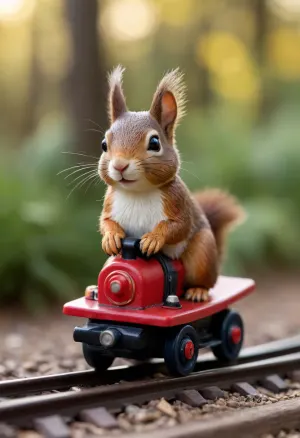 A small toy squirrel rides a toy train. #©KITTYART

























#©KITTYART