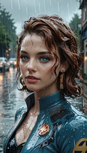 Susan Storm from Fantastic Four, raining day