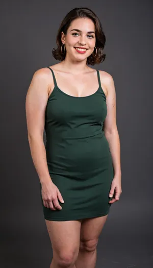 3/4 side view, Curvy gilf, looking at viewer, eye contact, portrait photo a ssbbw mature 60 year old woman, wearing a v-neck sleeveless spaghetti strap green dress, hourglass figure, huge hips, large waist, narrow waist, thighs, saddlebags, round face, chubby cheeks, wrinkles, flushed cheeks, double chin, big eyes, long hair, brunette hair with highlights, medium hair, big smile, mouth open, lips parted, big lips, teeth showing, perfect teeth, joyful smile, (solid blank black background), pokies, hoop earrings, (wrinkles), hard nipples, huge ass, mew2bodi, her, upper, body, is, slim, and, small, chest, while, lower, extra, curvy, wide, big, hips, thick, legs, round, Her, completely, flat-chested, with, no, hint, of, curvature, paired, a, chubby, abdomen, that, accentuates, sleek, angular, frame., This, stark, minimalism, contrasted, by, outrageously, exaggerated, so, impossibly, they, dominate, silhouette, are, immensely, powerful, dramatically, curvaceous, creating, an, extreme, striking, imbalance., <lora:mew2bodi:.2>, ratio_wh, <lora:the-ratio-hips-and-ass:.8>, skin, texture, style, realism, detailed, <lora:skin texture style v5:.8>