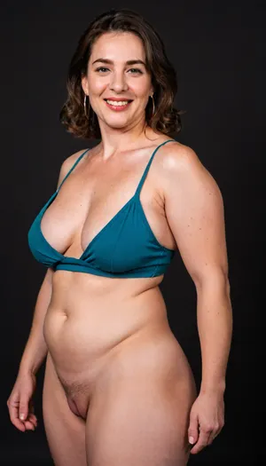 3/4 side view, Curvy gilf, looking at viewer, eye contact, portrait photo a ssbbw mature 60 year old woman, wearing a green v-neck sleeveless spaghetti strap long dress, hourglass figure, wide, huge hips, large waist, narrow waist, thick, thighs, saddlebags, round face, chubby cheeks, wrinkles, flushed cheeks, double chin, big eyes, long hair, brunette hair with highlights, medium hair, big smile, mouth open, lips parted, big lips, teeth showing, perfect teeth, joyful smile, (solid blank black background), pokies, hoop earrings, (wrinkles), (drooping saggy conical breasts), sagging, breasts, apart, hard nipples