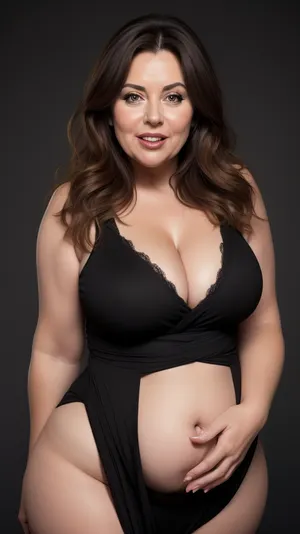 Lubica stepaunt, medium brown balayage hair with highlights, (Obese:1.3), pov, (gilf), tan skin, wrinkles, portrait photo a mature chubby gilf, fat round face, double chin, 50 years old Woman, big eyes, light eyes, long hair, layered haircut with side swept bangs, chubby jawline, pokies, seductive smile, lips parted, (mouth open:1.3), teeth showing, big lips, looking at viewer, (solid blank dark background:1.3), film grain, style by Flora Borsi, OverallDetail, sleeveless spaghetti strap black dress, hips, saggy, sagging, droopy, cleavage, eye contact, (cellulite), (hairy:1.6), stretch, marks, puffy, nipples, dark, ghost, wide, <lora:rknArouseXL:.5>, <lora:stretch_marks:.6>, <lora:Nipples XL:.5>