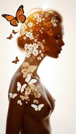 crisp white background, (2D female silhouette:1.7), (Double exposure photo:1.7), nude female silhouette on pure white background, (contrapposto pose), butterflies and flowers inside female contour, white background, modern graphic design dvr-wwyt, double, exposure, <lora:dvr-wwyt:2>, <lora:SDXL_double_exposure_Sa_May_V8:2>