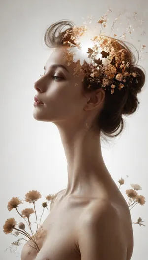 crisp white background, (2D female silhouette:1.7), (Double exposure photo:1.7), nude female silhouette on pure white background, (contrapposto pose), bords and flowers inside female contour, white background, modern graphic design, dvr-wwyt, double, exposure, <lora:dvr-wwyt:2>, <lora:SDXL_double_exposure_Sa_May_V8:2>