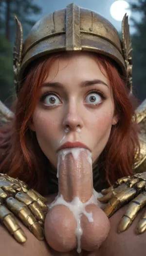 ((malenia blade of miquella, (wide-eyed:1.9), long hair, red hair, hair on eyes, tears, crying, rolling eyes, scar, golden helmet, winged, golden prosthetic hands, both hands grabbing his balls)), (1 adult man), 69 position, round balls, tiny penis, deepthroat blowjob, (excessive cum:1.2), cum under nose, excessive cum dripping from his penis, cum on balls, no panties, close up, from the front, looking at viewer, focus on eyes, dark fantasy, night, misty medieval fortress ruins, flickering firelight casting long shadows, dead trees, rim moonlight, full moon, huge dark fortress on background