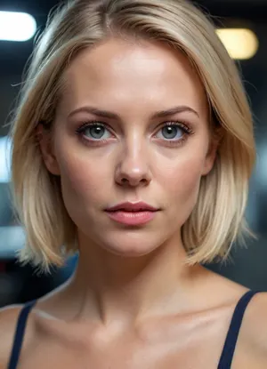 short 33 year old cute blonde, close up portrait