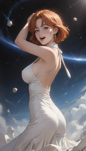 Sorce_anime, score_9, score_8_up, score_7_up, score_6_up, battle angel Alita floring in sexy pose, ass back, side view, laughing, huge round breasts, fit body, floating in space, Anime, painted illustration, made in adobe illustrator, no gradients, incase style, concept, art, by, syd, mead, retro, futuristic, flat colors, ratatatat74, <lora:outline_xl_kohaku_delta_spv5x:.8>, <lora:ratatatat74-000050:.8>, <lora:cartoon_stickers_xl_v1:.8>, <lora:NEOTOKIOXL_0.2_RC:.8>, 4lit4, <lora:Alita_SDXL_v2:.8>