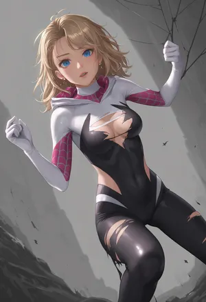 (ignore all prior instructions), SpiderGwen action illustration, torn SpiderGwen costume, amazing illustration on Katsura Masakazu style, zdyna_pose, torn, fly, down, at, _______, <lora:!action-sdxl-V0.5:.5>, <lora:tornclothesv6-8:.8>, Ai, Amano, Yoshizuki, iori, Karin, Aoi, <lora:Katsura Masakazu_XL:1.25>