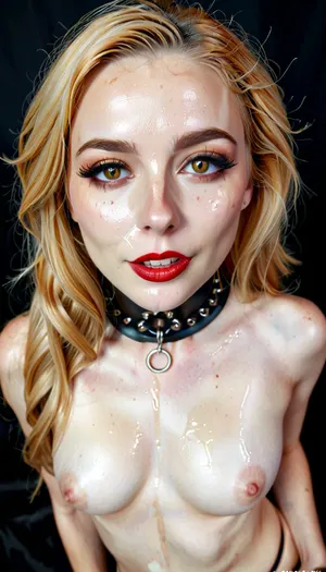 masterpiece, (micro shot with focus woman:1.5), (skindentation:1.4), best quality, amazing quality, extremely detailed eyes, photorealistic image, beautiful woman, 21yo, sexy look, slutty smile, aesthetic, (solo:1.4), (1girl:1), elegant anatomy, 48yo german amateur mature woman with blond hair and red lips nude on porno casting in BDSM club, slim fit figure, insta body, shaved pussy, dog collar, embarrassed, blushing, no eye contact, (full height view, full frontal photo, from head to toe:1.4), dynamic pose, poses for camera, (provocative sexy pose:1.6), (perfect hands and fingers), realistic detailed face, realistic detailed eyes, realistic detailed hair, realistic detailed body, realistic detailed skin, detailed firm d-cup breasts, (instagram photo:1.4), Analog film photography, (vfx compositing), (award winning Visual effects photo), KodakColor 100 film, shot on 50mm lens at f/2.0 aperture, ethereal fantasy photography, (sharp focus, masterpiece, perfect eyes), (young adult), perfect limbs, anatomically accurate, huge natural breasts, pierced nipples, (dramatic false eyelashes, white waterline eyeliner, stunning eyes, doe eyes makeup), (long ginger hair), (slim), (huge hip, thicc thighs), ((small_breasts)), flat, chested, mirco waist, (Shapely body), (her face and expression showing a mix of submission and ecstasy and exhaustion), (half open eyes), (lustful face), luscious sensual lips, (ultra-detailed), cinematic effect, (perfect hands:1.4), ultra details, grim, ​Moody, magical, vintage photography, mythsxl, ac_neg1, HHLuteCos, detailed, eyes, perfect, freckles, skin, texture, photorealistic, SDXL_POS, <lora:MJ52:1.6>, <lora:mythsxl:1.2>, <lora:HHLute_SDXL:.8>, <lora:Super_Eye_Detailer_By_Stable_Yogi_SDPD0:.8>