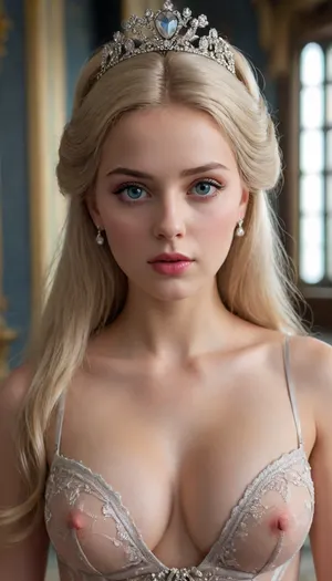 high-resolution, photorealistic image, 18yo, full view, queen Marie-Antoinette, heavy natural boobs, sex with the 1st officier, vaginal sex, Naked girl, blond girl, blond long hair, Barbie style, realistic face, beautiful face, detailed face, elegant, elaborated beautiful woman, busty body, masterpiece, intricate Chrystal dress, mysterious fantasy megacity beyond the end of the multiverse, the girl's naked pussy is visible, the girl's naked breasts are visible, very detailed face, very detailed eyes, very detailed hair, correct anatomical body, correct anatomical legs, correct anatomical hands, correct anatomy, (very detailed lips), fine details, skin pores, symmetrical face, very long hair, beautiful lively eyes, clear eyes, penetrating gaze, Panoramic shot