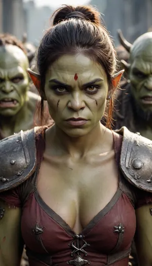 Female, orc, group, of, <lora:EdobOrc_XL_v1.0:.8>