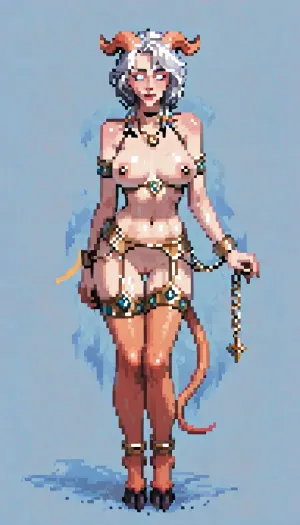 Stylized pixel art, fine pixel art pixelart, front view, full body view, world of warcraft art, (((world of warcraft female draenei))), standing in stormwind city harbor, (((very light blue skin))), exposed breasts, exposed pussy, lingerie armor, gold garters, gold cuffs, gold necklace, gold body chain, long blowing hair, long flowing silver hair, skinny waist, ((white eyes)), big breasts, pierced nipples, pieced clit, perfect ass, (standing in stormwind), ((partially wearing paladin armor)), ((parially nude)), trimmes pussy, (real skin textuture), high res texture, from front, (dynamic sexy pose), ((healing spell)), magic runes in the air, (incase style), pixel, art, pixelart, <lora:ratatatat74-000050:1.3>, <lora:outline_xl_kohaku_delta_spv5x:1.8>, <lora:cartoon_stickers_xl_v1:.6>, <lora:NEOTOKIOXL_0.2_RC:.4>, <lora:pixel_stormXL:.3>