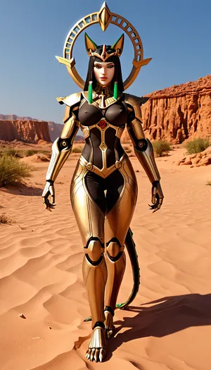 ((hybrid:2), brigitte from Overwatch, rancor, Sekhmet, eagle, megaman, robocop), desert