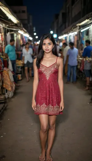 Young indian girls, in a old indian market, night time, mini dress, cute face, highly detailed, high resolution, best quality, raw, lighting, overexposed, harsh, flash, <lora:Rawfully Stylish v0.2_epoch_20:1>, <lora:SDXLHighDetail_v6-000005:1.3>