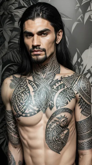 (Polynesian, very broad and big expansive, jet-black tattoos in the blackwork-style of artist Mihail Boykov), DarTataBodG, <lora:DarTataBodG-XL_V2:2>