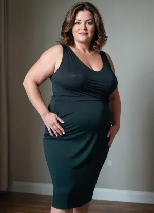 Full body shot, 50 year old woman, layered haircut, green eyes, black thin maxidress, obese, chubby, wide hips, curvy, small floppy breasts, sagging breasts, deflated breasts, tan lines, brown hair, upturned nose, SaggySlimXL, bottomheavy, big, ass, huge, gigantic, thick, thighs, massive, <lora:updated_saggy_slim:1>, <lora:clothed_small:.5>, <lora:bottomheavy_v1_sdxl_tags:.8>