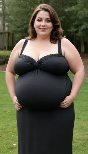 Sunny summer day, bright sunny day, (obese:1.3), The fat ssbbw mature milf 60 is walking on the lawn, green lawn, stark naked body, chubby milf, braless, hard nipples, black transparent sleeveless black maxidress, medium very saggy tits, plump waist, plump pubis, light brunette hair with highlights, bobcut hair, big eyes, happy smile, nip slip, (high quality:2)