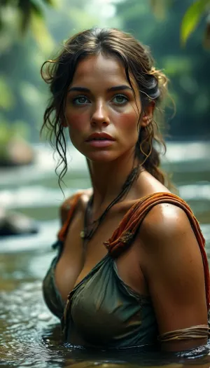 Amazon women in the jungle and a river on one side, <lora:Midjourney Image Enhancer XL v1:.8>, <lora:Picture_enhancer:1.7>, <lora:MJ52:.9>, <lora:BUT_SDXL_SHS:.7>