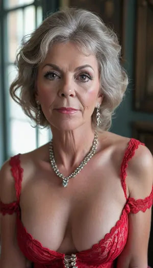 View side from front, smile, (High resolution), nude tits, bare chest, perfect face, seductive smile, slut face, ultrarealistic face, elegant glamorous cosplay, royal purple rococo, fully clothed, painting of sexy, aesthetic, trending on pintrest, powdered wig, profile picture, masterpiece, 1800s painting, elegant glam, very Beautiful and busty 90yo granny, (gilf:1.9), facial wrinkles, (body wrinkles:1.5), (small breasts:.7), no lipstick, red nails, white tooth, perfect denture, jewels, red lace bra visible under blouse, push-up bra, (brunette straight hair:1.2), panties pulled away, black lace stockings, gorgeous, spreading, saggy boobs hanging out, (saggy:1.3), very big cleavage, hyper-photorealistic, full body, full length shot, <lora:MJ52:.8>, <lora:SDXLHighDetail_v6-000005:.8>, <lora:CinematicStyle_v1:.8>