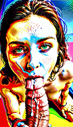 shemale, futa, futanari, (woman with penis), huge erection under leather panties, huge bulge, (top of the penis comes out of the leather panties and glans is visible:1.5), perfect glans detailed, perfect penis detailed, underwear, sitting on hard 25 inch erect penis, side ponytail, crop top, thigh highs, bedroom, high res, absurdres, masterpiece, best quality, ultra-detailed, illustration, colorful, ray tracing, 8k, (extremely detailed), soft lighting, tracing, soft shadows, detailed face, textured skin, [[[extremely realistic]]], 0.5, cum, on, face, <lora:FaceAndCockV2:1>, <lora:bulgev1-beta:.4>, <lora:Men'sFacialV3.8:.8>