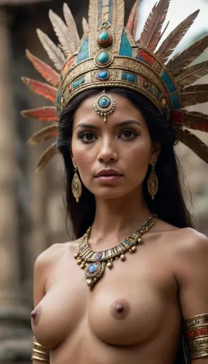 Ultrarealistic Photography of an ancient Peruvian Queen topless