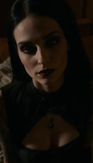 extremely beautiful and slender 25 year old goth cumbucket with big tits lying on the bed after a wild party, a gallon of thick cum has recently been poured over all of her body and face, portrait, from above, looking at the cam, lovely eyes, cute eyes, sexy eyes, sweet eyes, cute smile, tack sharp, ultra realistic, cinematic dark lighting, an interplay of light and shadows, artsy, high cheekbones, (skinny face), (long face), (long skinny nose), ((dark goth makeup)), lots of tattoos, <lora:dark:.8>