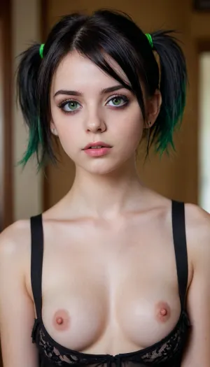 petite student, shaved pussy, torn open clothes, black messy hair, goth, gothic style, small tits, first-person view, petite model, young, schoolgirl, quite young, young girls, 18 years old, perfect face, bright green eyes, pretty, close-up, petite body, smoky eyes, full-body photo, beautiful face