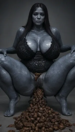 pussy, busty, wet, bbw, (real monstrous woman:1.8), (monstrous body:1.8), bare feet, huge ass, huge breasts, long hair, curvy, gorgeous, fisheye, ultra realistic, ultra detailed, (squatting legs apart:1.5), (shitting very thick turds:1.6), old sexy lingerie, (closed mouth:1.6), (maggots come out of her body:1.6)