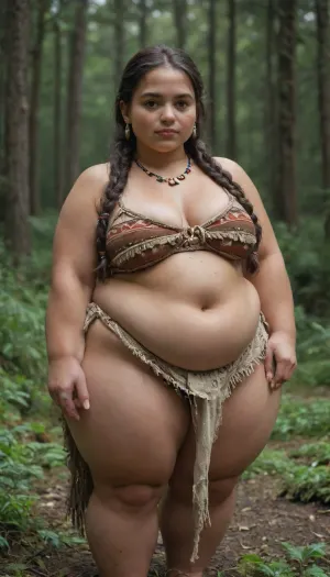 hyper heavyweight, fat woman, obese, (fully dressed:1.3), forest, massive fat thighs, (shortstack:.03), braided hair, tribal, fondling hyper heavyweight, fat woman, obese, (fully dressed:1.3), forest, massive fat thighs, (shortstack:.03), braided hair, tribal, fondling