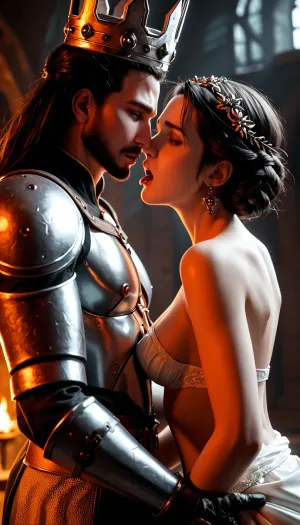 Male warrior having sex with female princess, sex from behind, breast visible, cock visible, side shot
Warrior, (1 30-year-old male, black hair, handsome, rouged, sculpted body, large cock), Princess, (1 a 22-year-old red head female, angelic face, beautiful, silver flowing crown on her head), Setting, (Dark fantasy scene-dystopia with a very detailed and atmospheric environment. The world is ruined, but magical — overgrown ruins polluted with glowing anomalies, perverted nature and remnants of vanished civilizations. The light is dim or unnatural, casting eerie shadows. Creatures and characters are mystical, hybrids, animal-like creatures, elves or fairies with dangerous or wild traits. The art style combines elements of cyberpunk and medieval fantasy, featuring muted colors, metallic textures, glowing runes, and post-apocalyptic flora. Emphasize mystery, corruption, and hidden ancient power, fingering, schlick, masturbation, wide angle, backdrop)