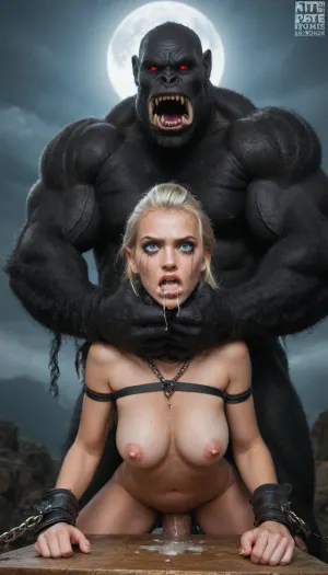 (jaina proudmoore from warcraft), slender, glowing blue eyes, long white hair, ghostly aura, large pointy breasts, (small nipples), (angry:1.7), (mascara tears), (wide eyes:1.2), ripped clothes, amazon, giant, fur barbarian armor, bloody, blood spatter, bear, bear heart, (in a bloody filed after a battle, white full moon in the sky:1.4), (man is choking her from behind:1.4), ((hogtied, bound with large chains, tied to a torture table:1.3)), cock in mouth, (brutal face fuck), Blowjob, (tears in eyes:1.5), (running makeup), (cum drips from nose:1.3), (cum drips from mouth:1.3), ultra hd, photorealistic, hyper gigantic large black cock in mouth, (4 huge ogres spreads her legs with chains to the table:1.5), (torturing woman with whips:1.5), (((hyper gigantic large black cock in mouth:1.12))), oral cream pie, hair grab, sad, sad crying, tongue out, gasping for air, zavy-brbrn, gangbang, double anal penetration, anal spitroast, groupsex, deepthroat, (4 gigantic African black brute thug, huge trunklike arms, huge head, hyper muscular body, dressed in slave clothes:1.32), ((hogtied, bound for sex, tied up)), (eyes wide open in horror:1.72), (wide mouth spreader:1.8), (pleading expression:1.56), (terrified:1.48), (crying:1.48), (fear and panic:1.56), (pulled nipples:1.2), nipple clamps, (((spitroast))), (((hyper large cock in mouth:1.3))), shocked, deep anal penetration, Uber realistic, 8k, ultra detailed, masterpiece, arched back, detailxl, 35mm photograph, film, professional, 4k, 1girl, 5 boys, hdr, photographic, ultra realistic, ultra high details, back light, gargantuan black cocks, anal sex expansion, large hyper muscular fat old men, (double anal sex), swollen white veiny cocks, (double anal penetration), hardcore double penetration, proper physics, big white cocks, muscular white double anal gangbang, (forceful penetrations), red whip marks on body and tits, (whip_marks:1.18), (flogged_tits:1.24), slap marks, (bondage with intense anal penetration:1.5), extremely graphic, shocked expression, beautiful hands, massive cum in ass, defeating a woman in combat, fighting, killing, blood, winning fight, magazine cover, Realism_Quality_2xx_By_Stable_Yogi, score_9, score_8_up, score_7_up, (((very pretty face:1.3))), (((extremely ultra detailed face:1.3))), perfect fingers and hands, upper body view, (extreme size difference:1.6), (dynamic pose), (dynamic angle), (random angle), (random pose), (dynamic view), (random view), best quality, volumetric lighting, golden hour lighting, dramatic shadows, rich details, nature-inspired color palette, <lora:Dark_Elf_Warrior:2>, <lora:Drow:2>, <lora:339100_training_data:2>, <lora:uberfit_lora_sdxl:2>, <lora:zavy-brbrn-sdxl:2>