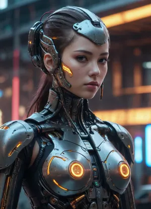 procreate hypermobile cyberpunk, chengzhi, B34ut1ful, 4ndr01d, cyborg, metal, gears, circuits, glowing