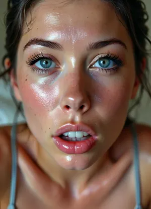 score_9, score_8_up, score_7_up, hidden camera, Create breathtaking 8k high resolution picture, Camera closeup face petite supermodel, 35-year old skinny woman with dark hair, long open wavy hair, ponytail, beautiful gray diamond eyes, running Mascara, freckles, (((massive facial, one liter of cum in mouth, cum flows from mouth to chin, trying swallow cum, can't handle tons of cum in mouth, Puff out cheeks with cum, gagging, cum dripping out of mouth, cum flowing down whole face))), cum on her face, cum in hair, facial, open mouth, (cum in mouth:1.3), pussy Squirting liquid., (facial expression, begging, orgasmic face, cute looking, rolling eyes), (bukkake, hard penises close around her face, penises spreading cum to face), (expensive black one-piece clothes, breast is visible through, Pussy visible throgh wet slip, Messy makeup, black eyeliner), She sweats. bukkake, cum, facialized, superfacialized., <lora:MJ52:.8>, <lora:BUT_SDXL_SHS:1.6>