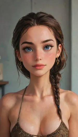 a highly detailed photorealistic image of a stunningly beautiful mature barbarian woman. She has the bearing of a warrior used to command. She a fair-skinned and broad shouldered, with a strong feminine physique and muscle definition, with defined abs and biceps. She has piercing blue eyes, a small, delicate nose, fine cheekbones and a strong jawline. Her lips are full, sensouous and smiling slightly, showcasing a confident, commanding expression. She is wearing revealing, skimpy barbarian armor. Her braided golden-blonde hair is elegantly braided. She is wearing golden celtic torc around her neck. The background is the vast steppes of the high tundra. The photo style is reminiscent of fashion photography.

best quality, 8k, insane details, intricate details, hyperdetailed, hyper quality, high detail, ultra detailed, professional, HDR, ray tracing reflection, cinematic lighting, highlydetailedbody, realisticface, highlydetailedhair, insanelydetailed, 8K.highdetailedskin, highresolution, perfectfingers, (j_cartoon:1.5), drawing, supermodel, face, big, lips, <lora:Beautify-Supermodel-SDXL:1>, <lora:SDXLHighDetail_v6-000005:.8>, <lora:samdoesarts1.1-000030:.4>, <lora:J_cartoon:.3>, <lora:Animated_Concept:.4>