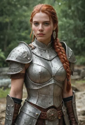 realistic female dwarf warrior, muscular and stocky build, detailed dwarven steel armor, braided auburn hair, intricate jewelry, massive battle axe, standing in a vast stone dwarven hall with glowing forges and runes, cinematic lighting, realistic textures, photorealism, ultra-detailed, 8k, masterpiece, best quality