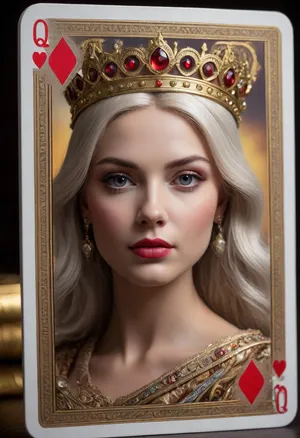 (Playing cards queen:1.5)