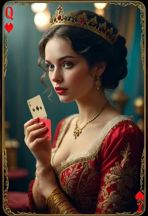 Playing cards queen, erotic, <lora:MJ52:.8>