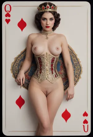 (Playing cards queen:1.5), erotic, nude