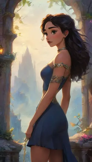 A cinematic, an image of a female knight in a rich medieval fantasy world, standing atop an ancient balcony that overlooks the grand city of Eldrathor, known as the City of Stars, during the twilight hour. The city, surrounded by misty mountains, is bathed in the soft golden light of the setting sun, casting long shadows over its towering spires and majestic stone walls.

The Indo-Caribbean woman is Tyla a legendary figure, known as Lyra Solstice, a descendant of the Solstice Lineage—an ancient family of warriors chosen by the Moon Goddess to protect the realm. Her features are noble and striking, with high cheekbones, sharp blue eyes that shimmer like moonlight, and full lips. Her long, wavy hair is a deep silver, almost luminescent, cascading down her back in waves, blending with the mystical aura of the setting sun.

Her hourglass physique is athletic and toned, with visible abs and sculpted arms, hinting at her years of training and strength. She exudes power, grace, and elegance, walking with a commanding yet feminine presence. She wears a skimpy chic, off-the-shoulder white crop top that showcases her toned midriff and sculpted abs. The top is complemented by a high-slit white skirt with an intricate chain belt at the waist, the fabric flowing fluidly as she walks. Her outfit is both stylish and practical, fitting for a powerful character in a high-fantasy world.

Her legs are long and well-defined, with toned thighs leading to silver strappy heels that gleam under the soft, atmospheric city lighting. In one hand, she holds a small, ornate clutch, her fingers delicate and graceful, adorned with subtle jewelry. Her overall presence is one of elegance and strength, exuding a sense of mystery and intrigue.

Her posture is regal, with her hands resting on the hilt of her sword, standing tall and unyielding against the coming darkness. The wind tugs at her flowing midnight-blue cloak, embroidered with silver threads depicting the constellations. Her legs are long and muscular, honed from years of combat and training in the ancient ways of the Solstice warriors. Her boots are crafted from enchanted leather.

Behind her, the city of Eldrathor stretches out, its cobblestone streets winding through grand marketplaces and towers of ancient stone, with banners of gold and silver fluttering in the wind. The distant mountains loom, their peaks kissed by the stars, perfect anatomy, best quality, 8k, insane details, intricate details, hyperdetailed, hyper quality, high detail, ultra detailed, professional, HDR, ray tracing reflection, cinematic lighting, highlydetailedbody, realisticface, highlydetailedhair, insanelydetailed, 8K.highdetailedskin, highresolution, perfectfingers, (j_cartoon:1.5), Drawing, dishap, tyxla, <lora:tyla_juggerX_xl_1_st_wocap-tyxla-000086:.1>, uberfit, muscular, athletic, <lora:uberfit_lora_sdxl:.3>, <lora:samdoesarts1.1-000030:.4>, <lora:J_cartoon:.3>, <lora:Animated_Concept:.4>