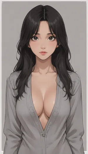 ((Thick outline:1.4), ((Cartoon Style:1.5)), ((Hentai)), lineart, line, art), (rich color palette:1), Asian milf, Tanned, strong build, (gray knitted long sleeve, no cleavage:1.5), ((giant tits)), (long hair), (bedroom background:1), lineart, line, art, flat, colors, color, <lora:cartoon_stickers_xl_v1:.7>, <lora:outline_xl_kohaku_delta_spv5x:2>, <lora:NEOTOKIOXL_0.2_RC:.8>, <lora:EnvyStylizedXL01:2>, <lora:lineartSDXL:2>